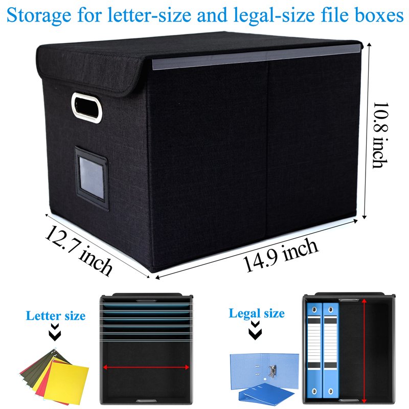 File Organizer Box with Lid and Slides - Legal Size Document Storage
