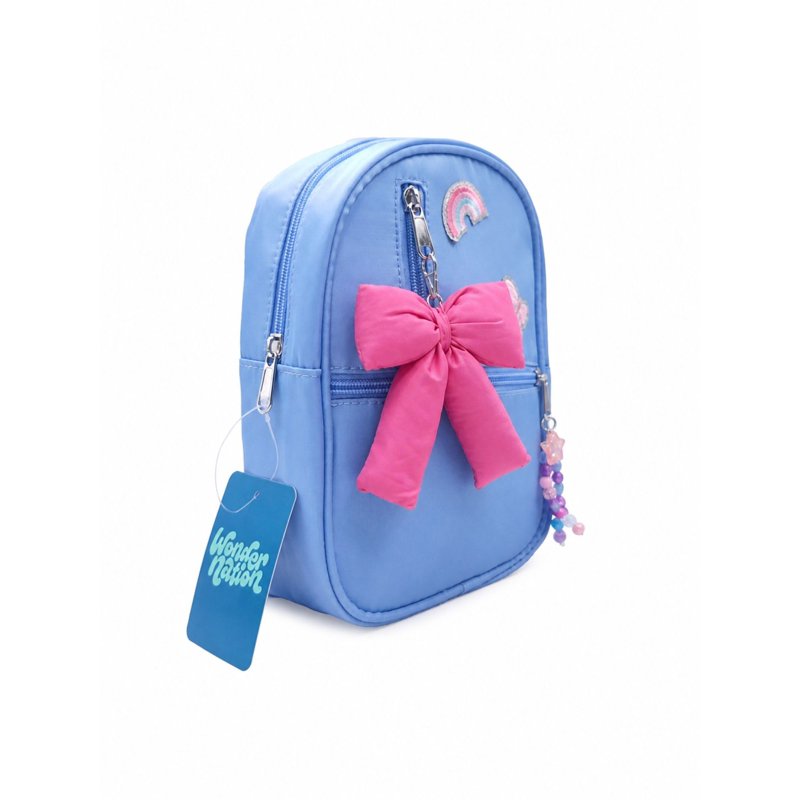 Girls Mini Backpack with Keychain - Kids School & Travel Bag, Blue