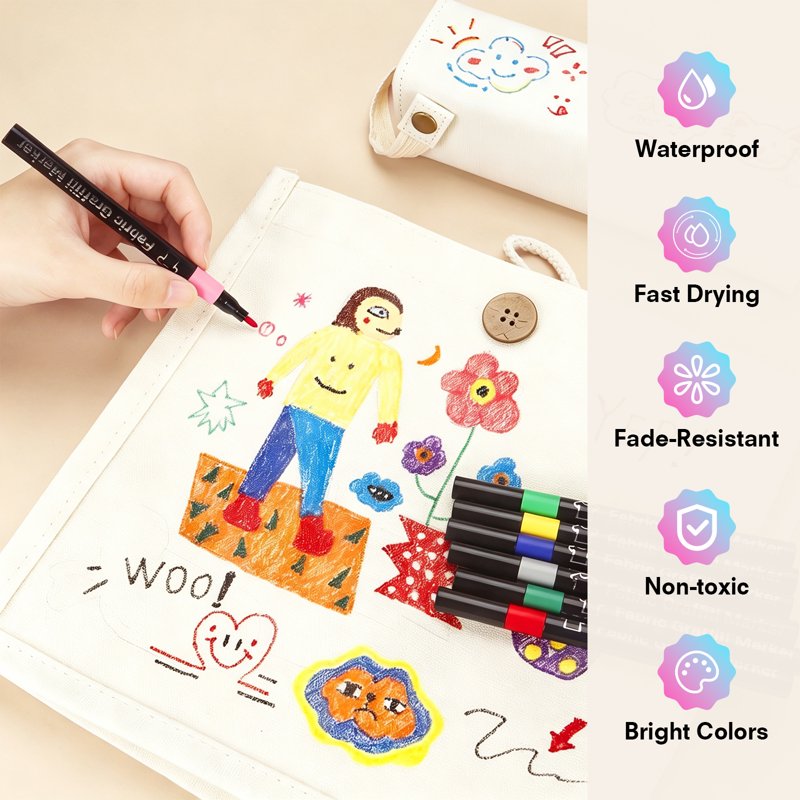 30 Colors Fabric Markers Set for Clothes Textiles & DIY Crafts