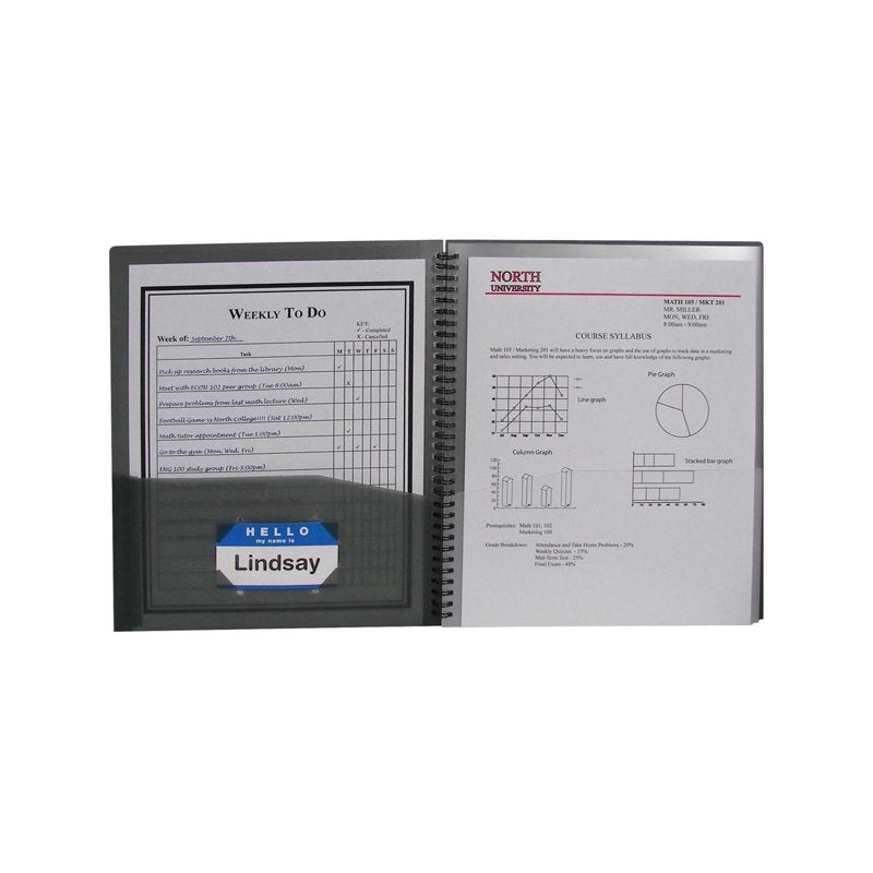 8-Pocket Spiral-Bound Poly Portfolio for Office & School Organization