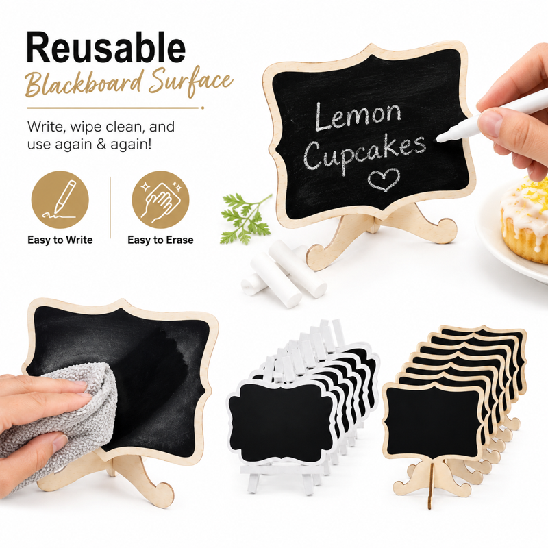 Mini Chalkboard Signs Set for Food, Wedding, Party Decor - 20 Reusable Labels