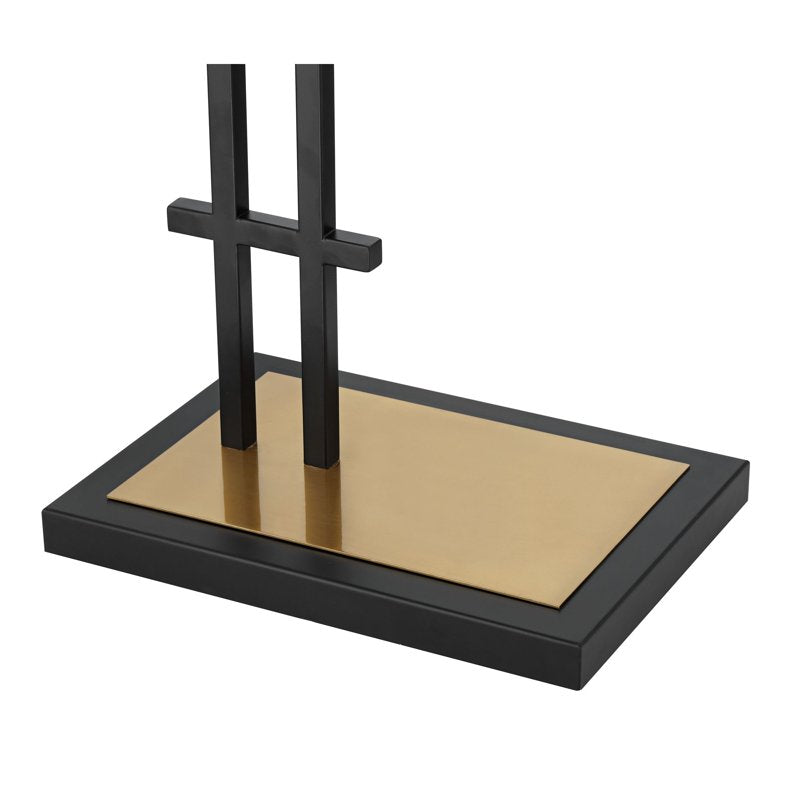 Modern Industrial Floor Lamp 65in Matte Black & Gold Frosted Glass Shade