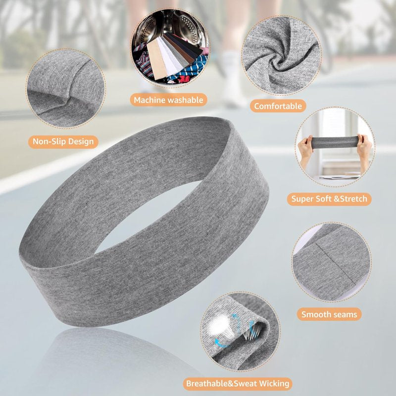 Non-Slip Cotton Headbands for Women - 7 Pack, Sports & Workout Hairbands