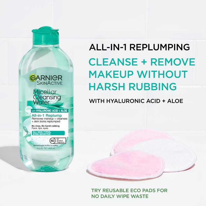 Micellar Cleansing Water with Hyaluronic Acid & Aloe - All Skin Types, 13.5 fl oz
