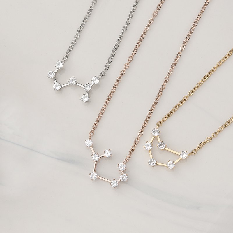 Horoscope Constellation Necklace in Gold Silver Rose Gold - Zodiac Pendant