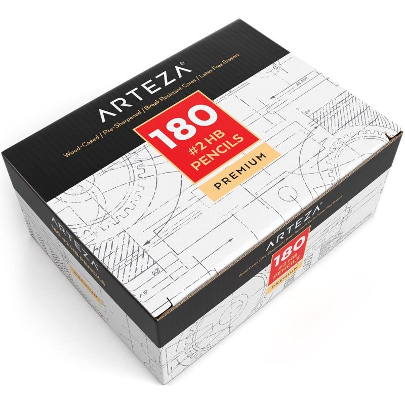 Bulk Wood Cased Pencils #2 HB - Pre-Sharpened, Break-Resistant Lead for Drawing & Writing