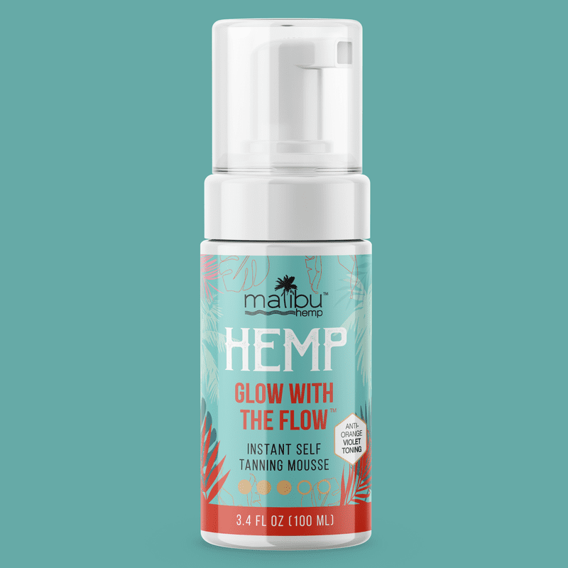 Malibu Hemp Sunless Tanning Mousse Medium Shade 3.4 fl oz - Natural Glow, Streak-Free