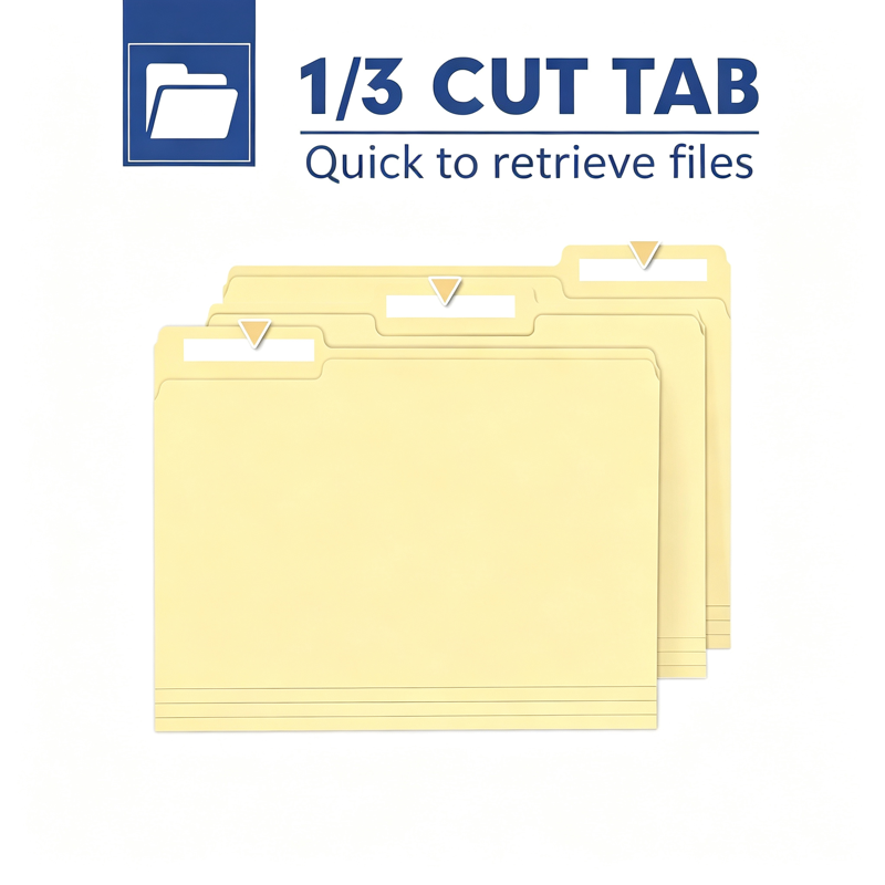 Manila File Folders 30 Pack with 1/3 Cut Tabs for Office School Business Letter Size