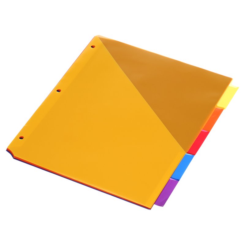 Plastic Binder Dividers with 2 Pockets & Big Insert Tabs - Letter Size, Durable Set