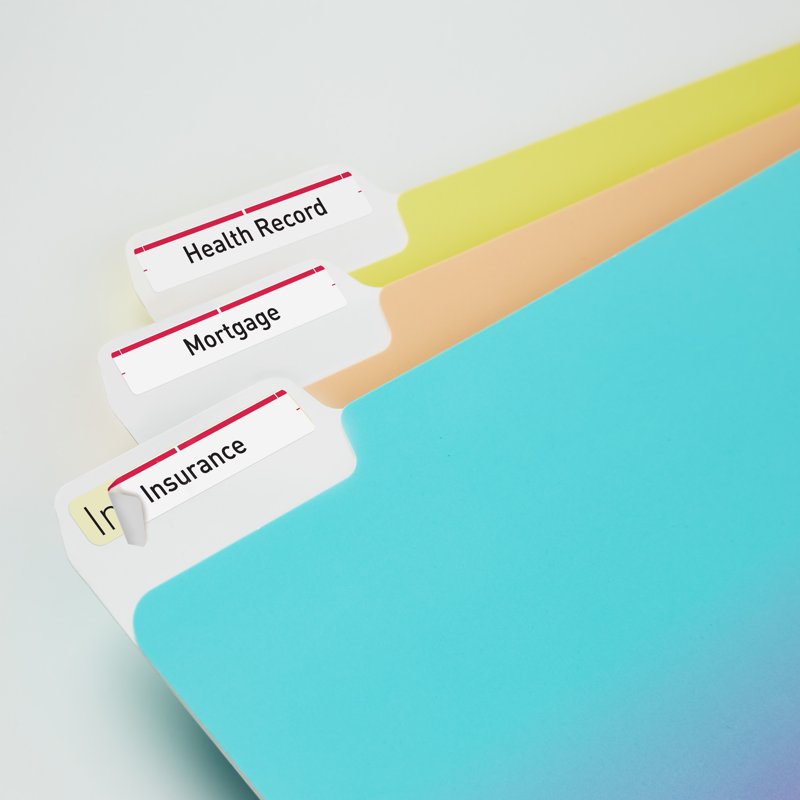 Self-Adhesive File Folder Labels 2/3 x 3-3/8 Inches White & Red Pack of 1500