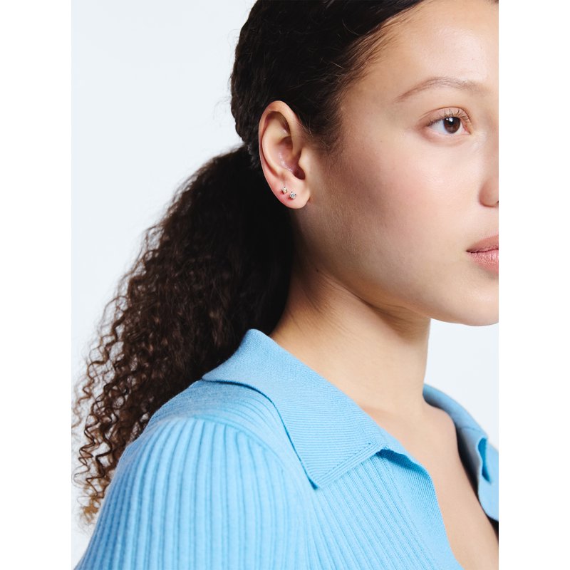 Women’s Gold-Plated Cubic Zirconia Stud Earring Set - 3 Pairs, Hypoallergenic