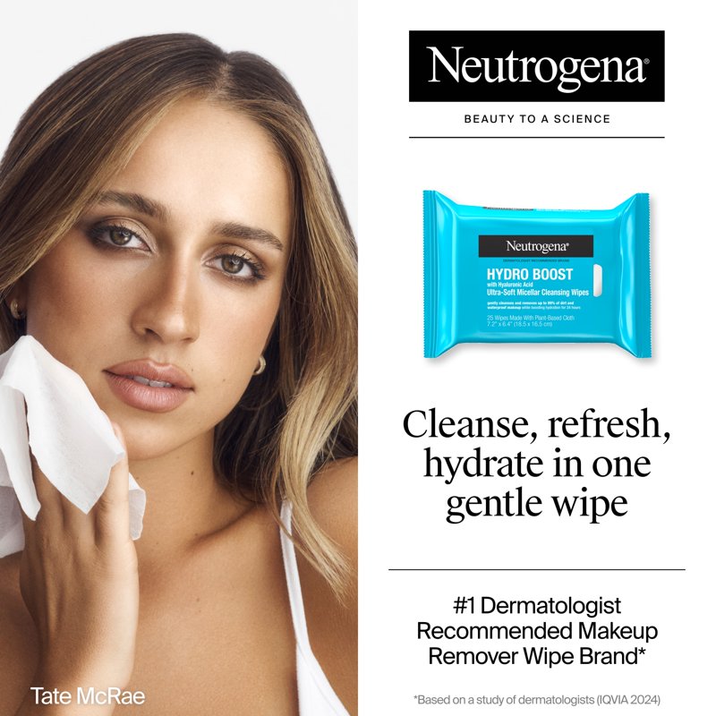 Hydrating Makeup Remover Wipes with Hyaluronic Acid - 6 Pack