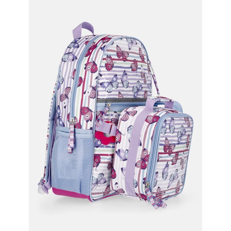 Kids’ Butterfly Backpack Set with Lunch Tote and Pouch - 3-Piece School Bag