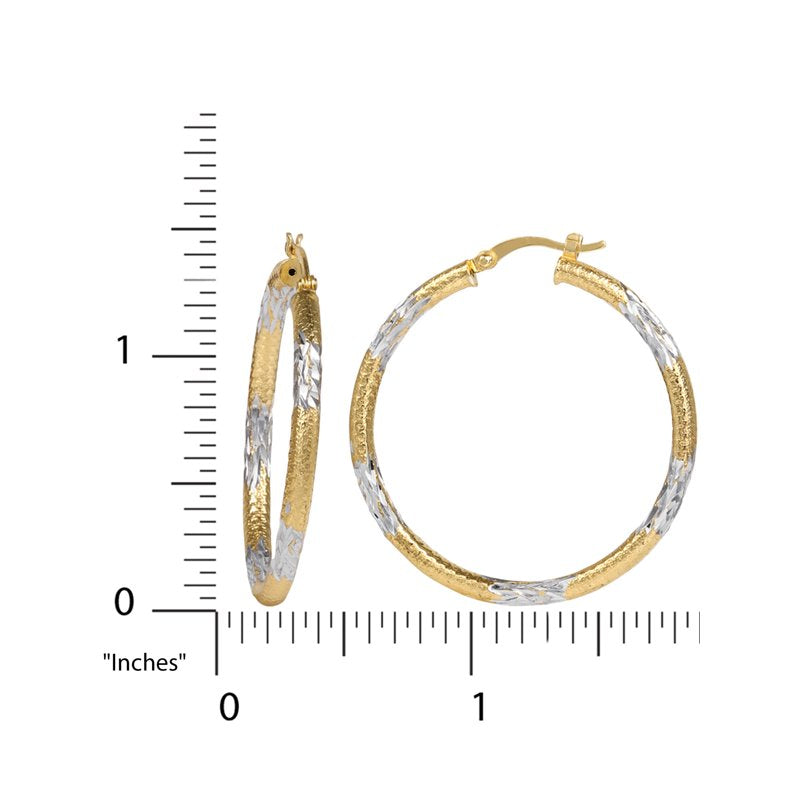 Women's Hoop Earrings 18K Gold Over Sterling Silver Gift Box