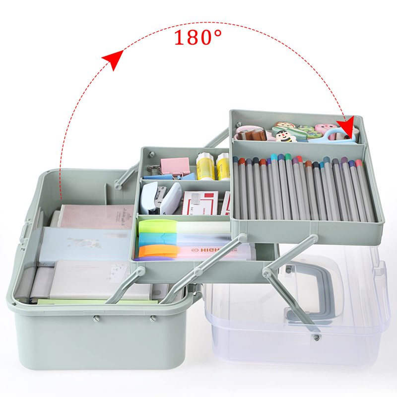 3-Layer Plastic Storage Box with Adjustable Compartments & Handle - Craft Organizer, Medicine, Sewing, Multipurpose