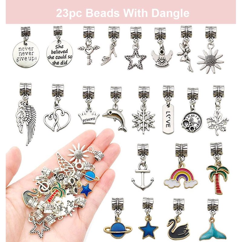 Kids Charm Bracelet Making Kit with Beads and Charms - DIY Jewelry Craft Set