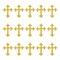 Gold Cross Embroidery Patch 15 Pack Polyester Metallic Thread Sewing Craft Decoration