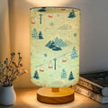 16-Color Dimmable Table Lamp with Wooden Base & Fabric Shade for Bedroom Nursery