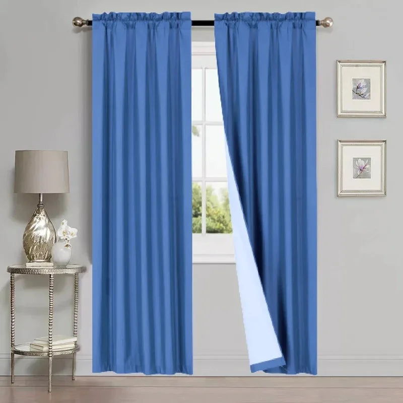 Solid Lined Window Curtain Panel - Light Filtering Microfiber, 35x84 Inches