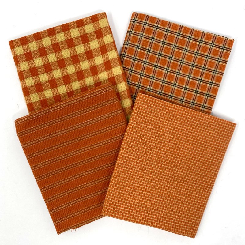 Assorted Homespun Cotton Fabric Bundle - 4 Fat Quarters for Quilting & Crafts