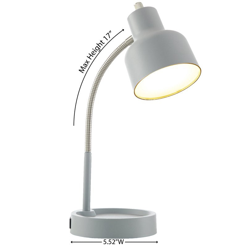 LED Desk Lamp with Catch-All Base and AC Outlet – Modern Study Light