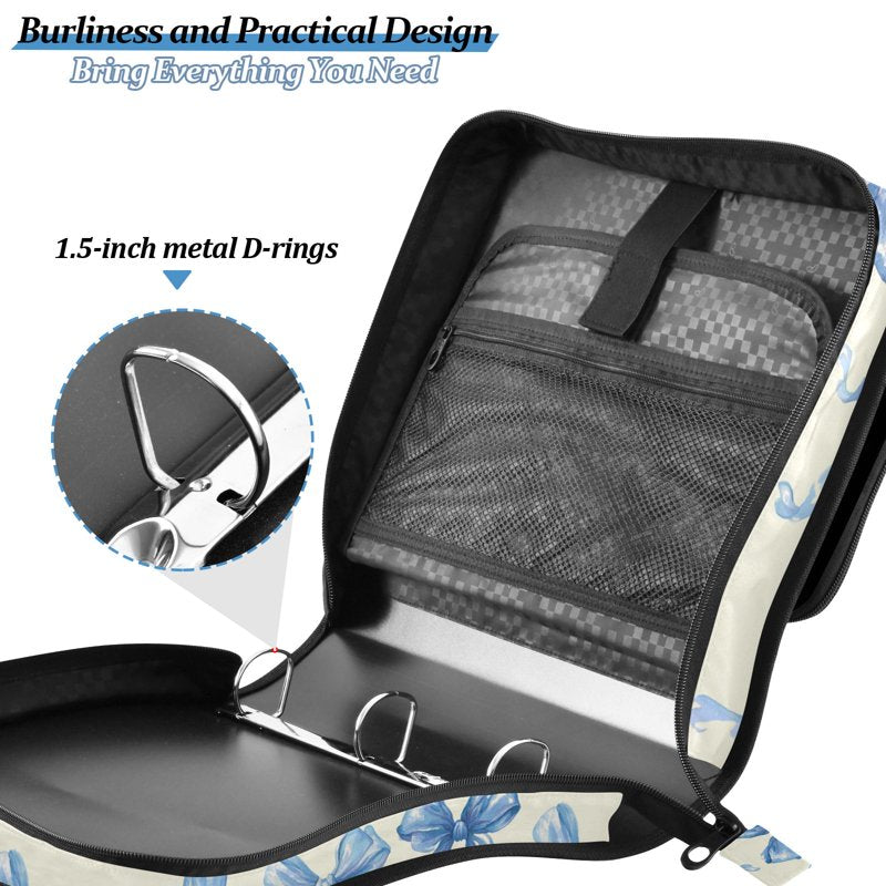 Zipper Binder with Shoulder Strap and Handle - 1.5 Inch Capacity Organizer