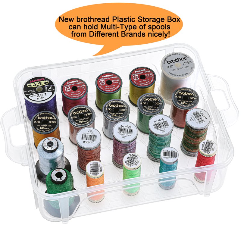 Stackable Clear Storage Box for Sewing & Embroidery Thread - Holds 60 Spools