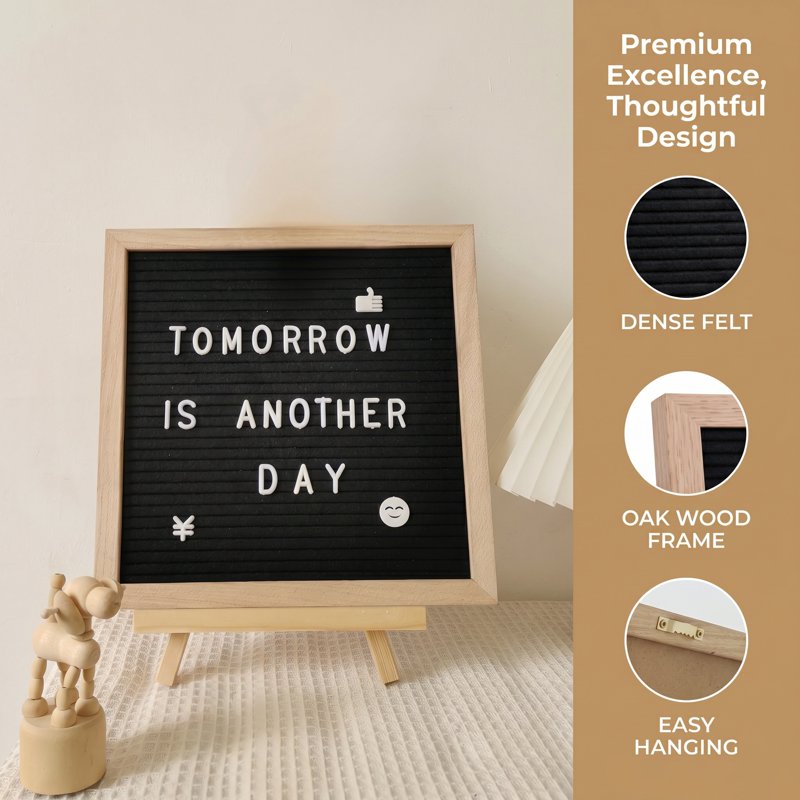 Felt Letter Message Board 10x10 Inch with 340 Letters & Emojis for Home & Baby Announcements