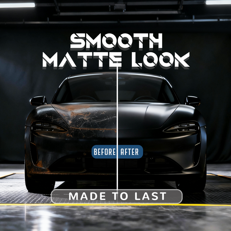 Matte Black Vinyl Wrap for Vehicles Self-Adhesive Air Release Anti-Wrinkle 60 inch x 20 ft