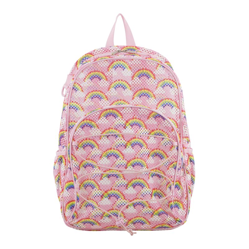 Unisex Mesh Bungee Backpack with Padded Shoulder Straps - Rainbow Print