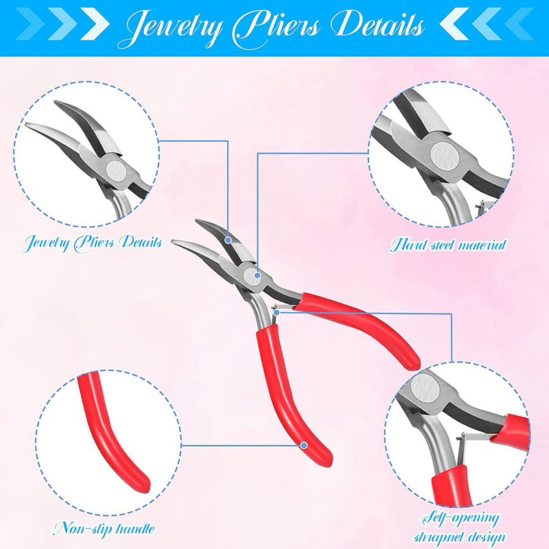 Jewelry Making Pliers Kit - 8 Pairs of Needle Nose Round Nose Nylon Jaw Tools for DIY Jewelry