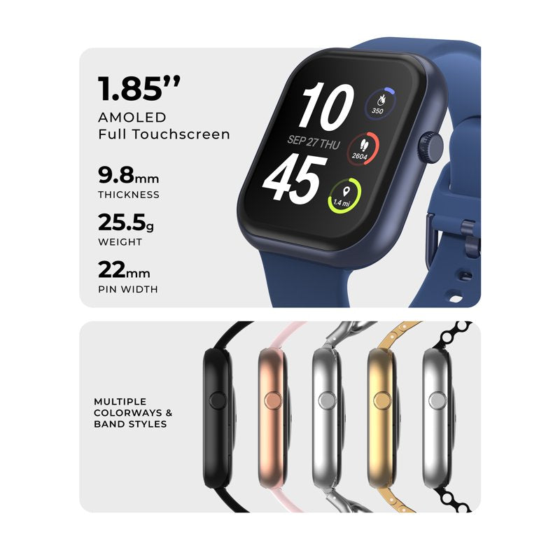Unisex Smartwatch with Interchangeable Silicone Strap - Fitness & Health Tracking