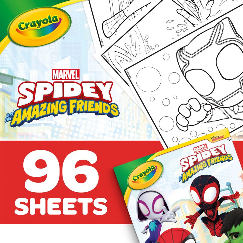 Kids Coloring Book with Stickers - Spidey & His Amazing Friends, 96 Pages, Easter Gift for Ages 3+
