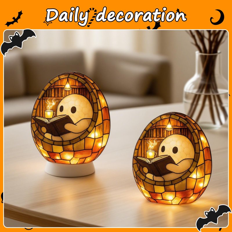 Halloween Ghost Night Light - Spooky Cute LED Reading Lamp for Home Decor