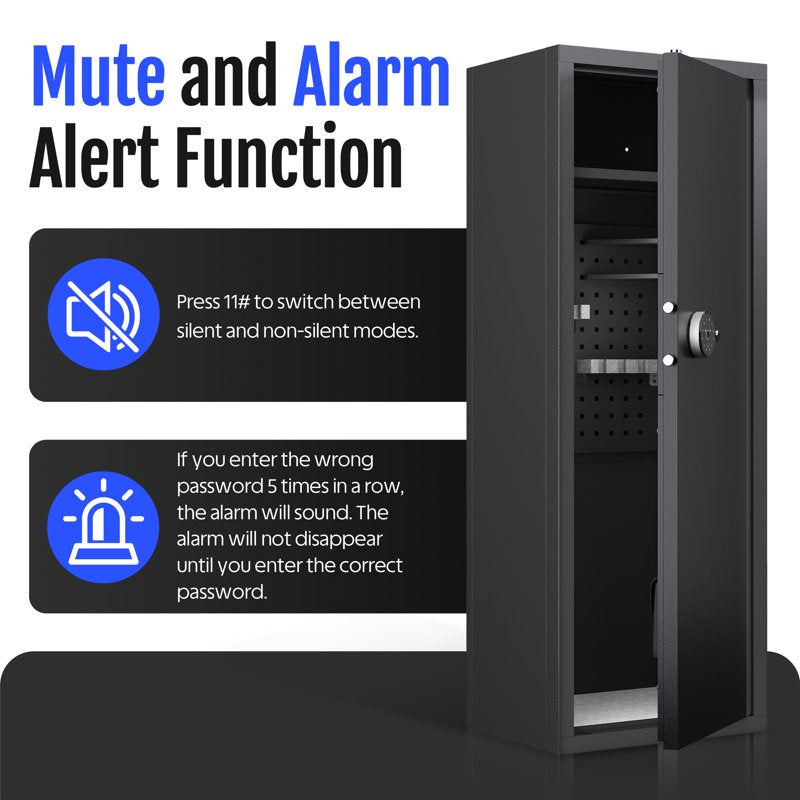 10-12 Gun Safe with Fingerprint & Quick Access Rifle Storage, Removable Shelf