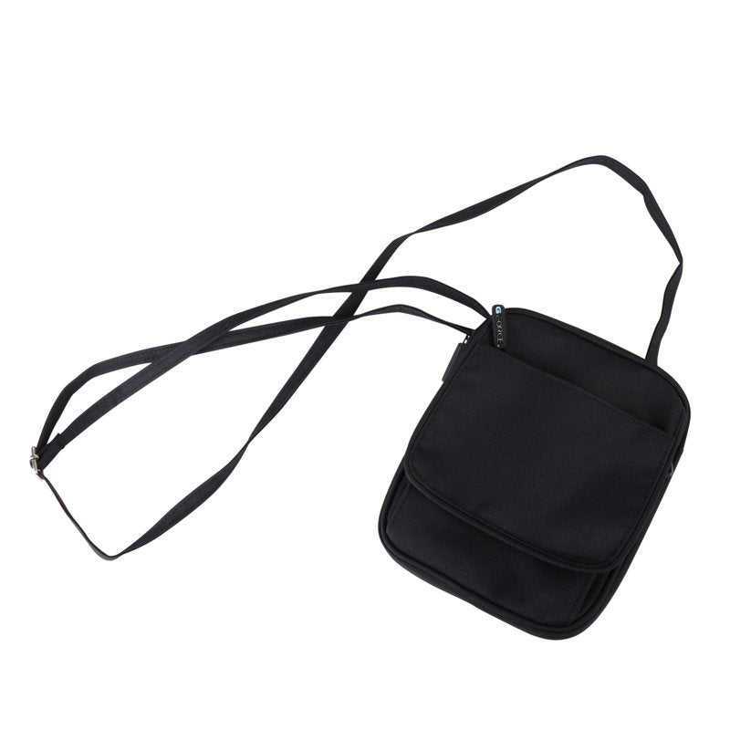Unisex Anti-Theft Fabric Shoulder Bag with RFID Blocking - Black