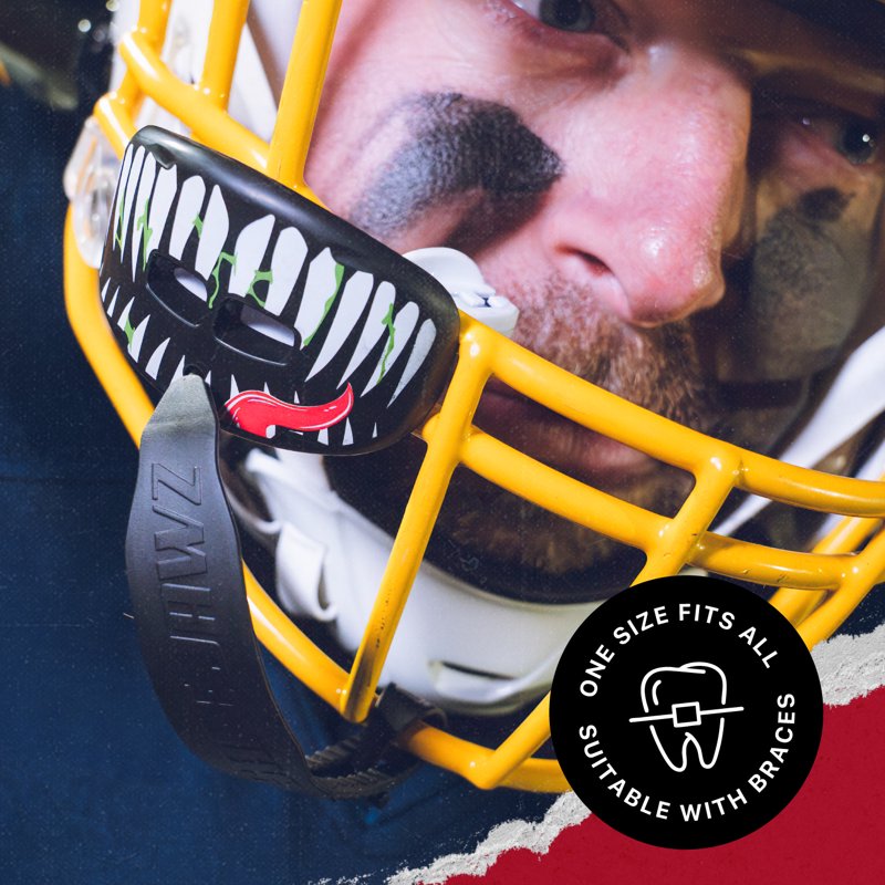 Football Mouth Guard with Detachable Strap - Impact Protection & Breathing Ventilation