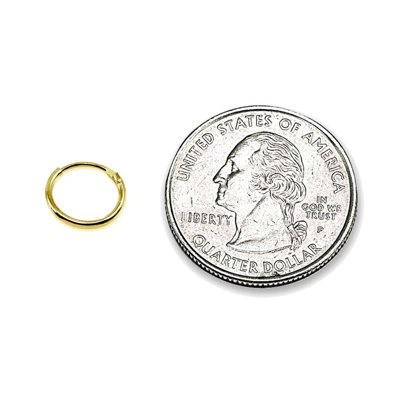 Small 10mm Endless Hoop Earrings Set - Gold Silver Black Rose Gold