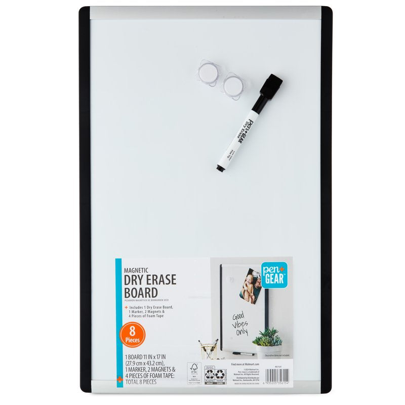 Magnetic Dry Erase Whiteboard 11x17 Inches with Marker & Magnets