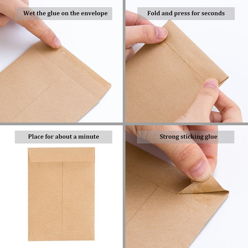 500 Pcs Small Self-Adhesive Kraft Envelopes for Seeds Coins & Small Items