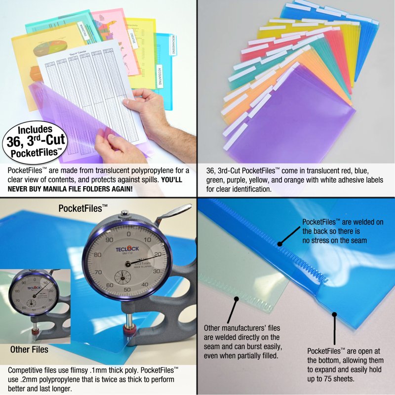 Heavy Duty 30-Pocket Wall Chart Filing System with Labels & Hardware