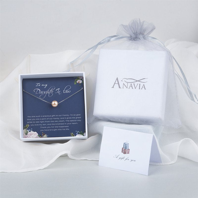 Sterling Silver Pearl Necklace for Daughter-in-Law Birthday Gift