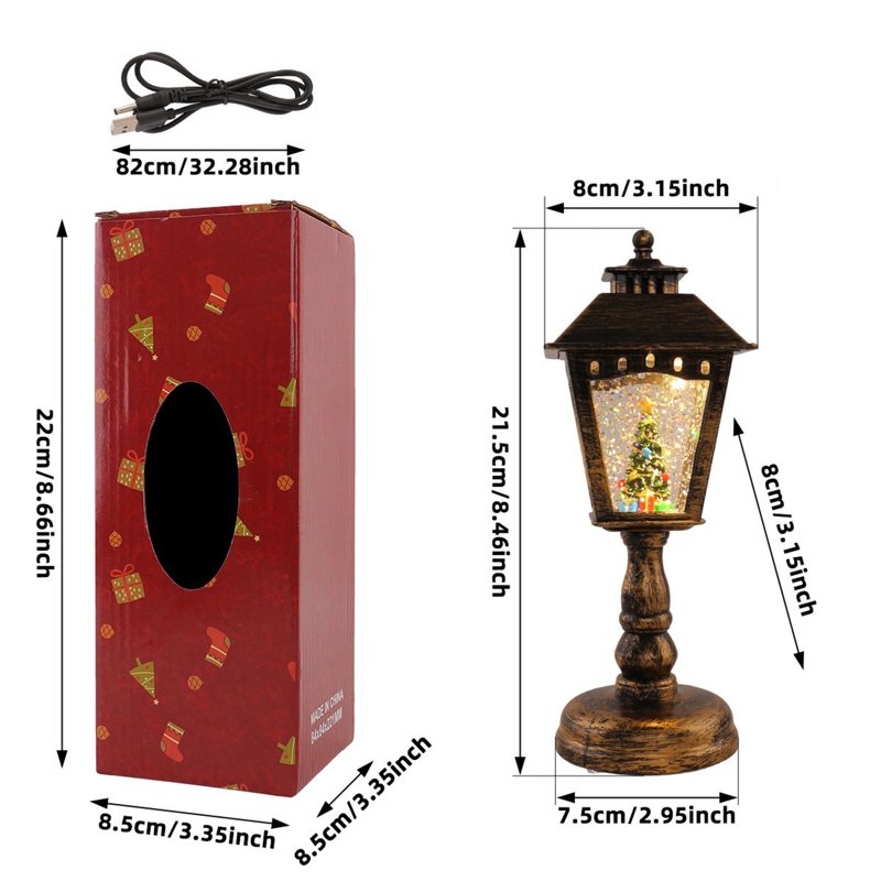 Christmas Snow Globe Lamp - Snowfall Snow Globe Night Light Decor, Resin Lantern