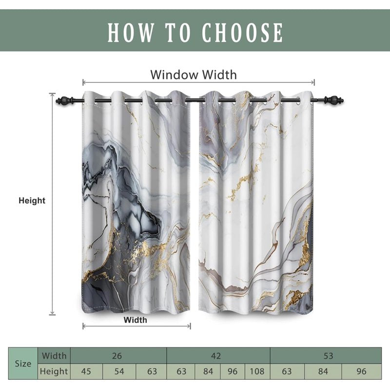 Boho Watercolour Leaves Blackout Curtains Thermal Insulated Drapes - Multiple Sizes