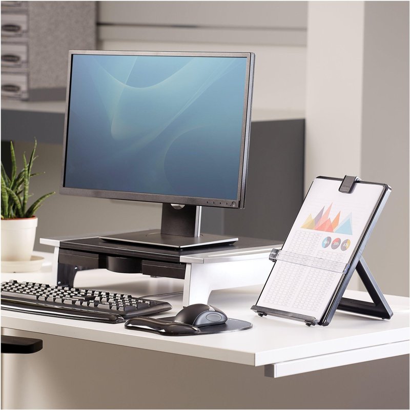 Desktop Copyholder with Line Guide - Nonmagnetic, Repositionable, Holds 125 Sheets