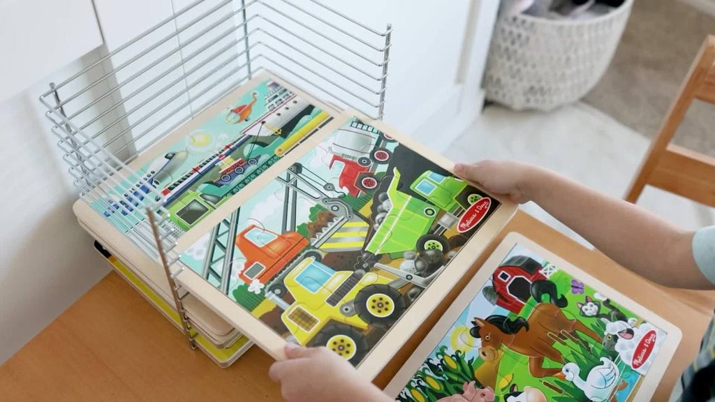 Puzzle Storage Rack for Up to 12 Puzzles - Wire Organizer for Kids & Kids Rooms