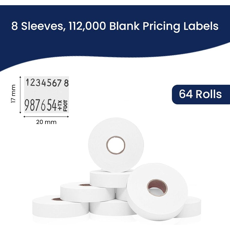 Price Label Set for Monarch 1136 - White Labels, 112,000 Count, Bulk Pack