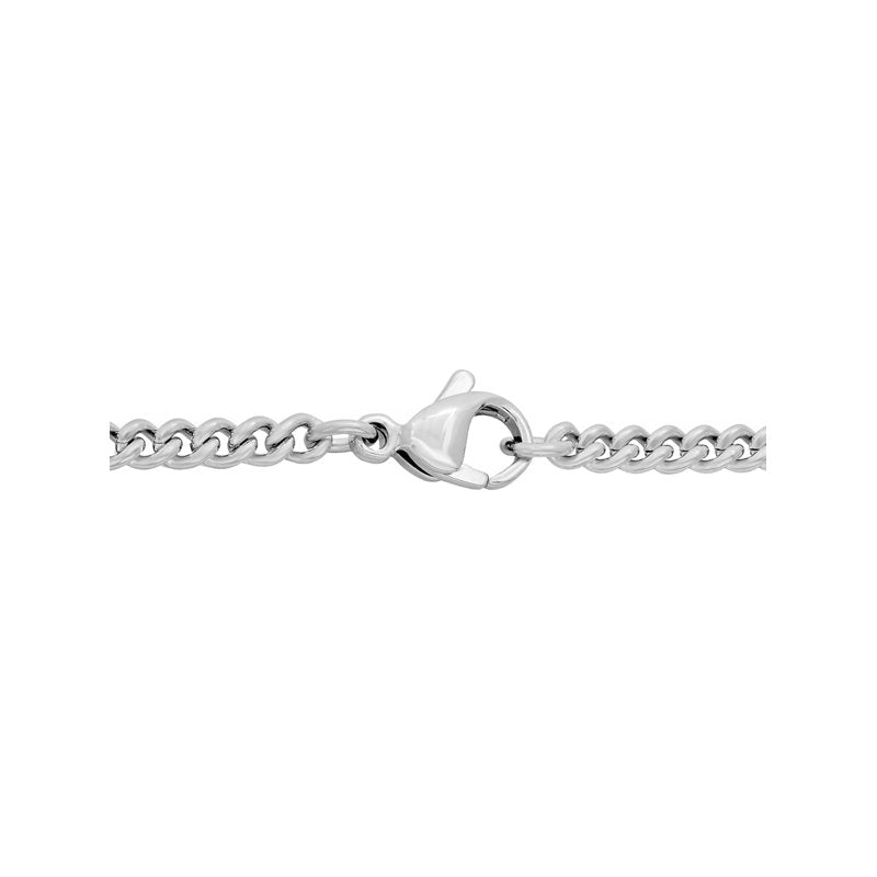 Men's Silver-Tone Stainless Steel Curb Link Chain Necklace 24 Inch