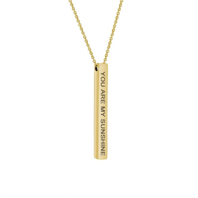 Inspirational Quote Necklace with Stainless Steel Bar Pendant - Gift Box Included
