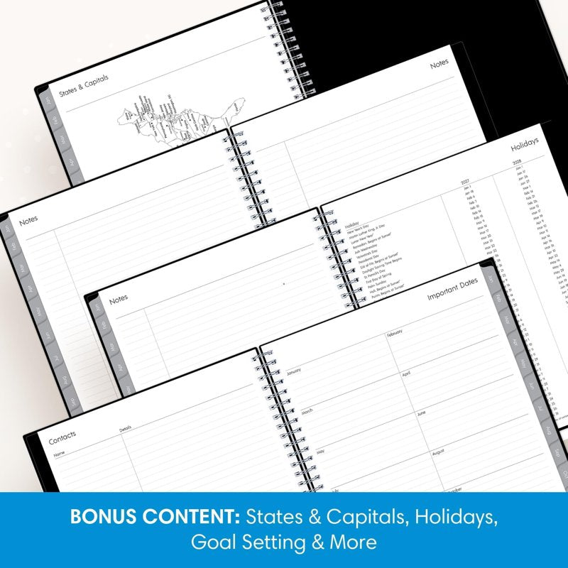 2027 Monthly Planner Calendar, 18 Months, July 2026 - Dec 2027, 8x10, Flexible Cover, Silver Wirebound